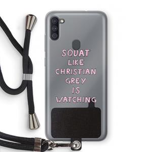 CaseCompany Christian Grey: Samsung Galaxy A11 Transparant Hoesje met koord