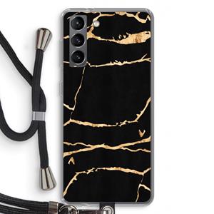 CaseCompany Gouden marmer: Samsung Galaxy S21 Transparant Hoesje met koord