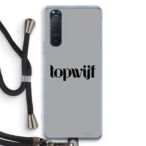 CaseCompany Topwijf Grijs Zwart: Sony Xperia 5 II Transparant Hoesje met koord
