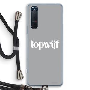 CaseCompany Topwijf Grijs Wit: Sony Xperia 5 II Transparant Hoesje met koord
