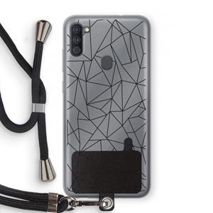 CaseCompany Geometrische lijnen zwart: Samsung Galaxy A11 Transparant Hoesje met koord
