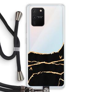 CaseCompany Gouden marmer: Samsung Galaxy S10 Lite Transparant Hoesje met koord