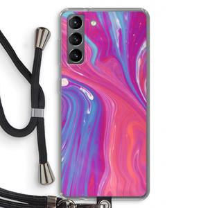CaseCompany Paarse stroom: Samsung Galaxy S21 Transparant Hoesje met koord