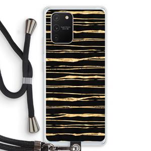 CaseCompany Gouden strepen: Samsung Galaxy S10 Lite Transparant Hoesje met koord