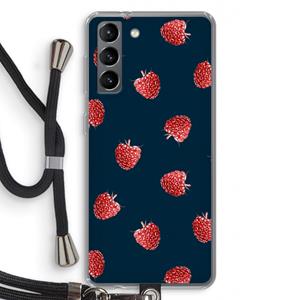 CaseCompany Framboosjes: Samsung Galaxy S21 Transparant Hoesje met koord