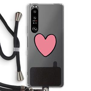 CaseCompany Hartje: Sony Xperia 1 III Transparant Hoesje met koord