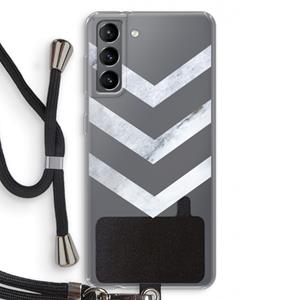 CaseCompany Marmeren pijlen: Samsung Galaxy S21 Transparant Hoesje met koord