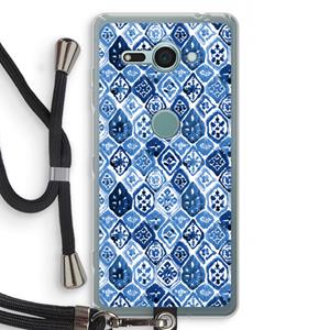 CaseCompany Blauw motief: Sony Xperia XZ2 Compact Transparant Hoesje met koord