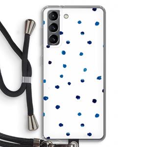 CaseCompany Blauwe stippen: Samsung Galaxy S21 Transparant Hoesje met koord