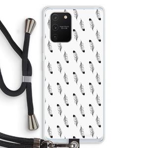 CaseCompany Pluimen: Samsung Galaxy S10 Lite Transparant Hoesje met koord