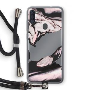 CaseCompany Roze stroom: Samsung Galaxy A11 Transparant Hoesje met koord