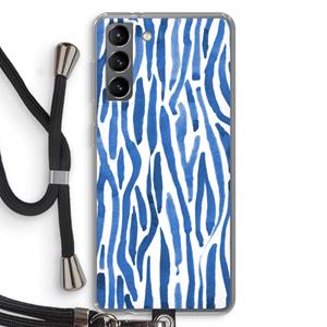 CaseCompany Blauwe nerven: Samsung Galaxy S21 Transparant Hoesje met koord