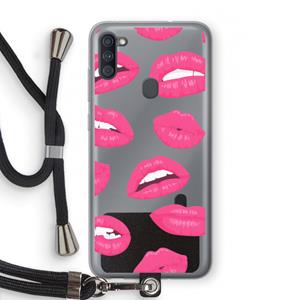 CaseCompany Bite my lip: Samsung Galaxy A11 Transparant Hoesje met koord