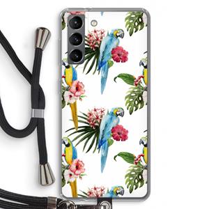 CaseCompany Kleurrijke papegaaien: Samsung Galaxy S21 Transparant Hoesje met koord