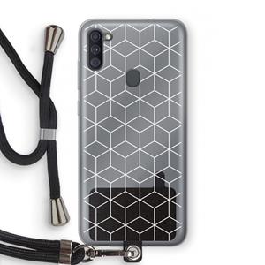 CaseCompany Zwart-witte kubussen: Samsung Galaxy A11 Transparant Hoesje met koord