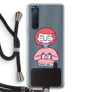 CaseCompany Hartje: Sony Xperia 5 II Transparant Hoesje met koord