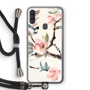 CaseCompany Japanse bloemen: Samsung Galaxy A11 Transparant Hoesje met koord