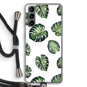 CaseCompany Tropische bladeren: Samsung Galaxy S21 Transparant Hoesje met koord