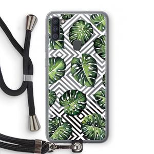 CaseCompany Geometrische jungle: Samsung Galaxy A11 Transparant Hoesje met koord
