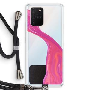 CaseCompany Paarse stroom: Samsung Galaxy S10 Lite Transparant Hoesje met koord