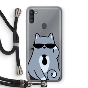 CaseCompany Cool cat: Samsung Galaxy A11 Transparant Hoesje met koord