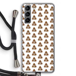 CaseCompany Poop emoji: Samsung Galaxy S21 Transparant Hoesje met koord