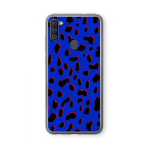 CaseCompany Blue Leopard: Samsung Galaxy A11 Transparant Hoesje