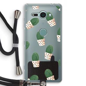 CaseCompany Cactusprint roze: Sony Xperia XZ2 Compact Transparant Hoesje met koord