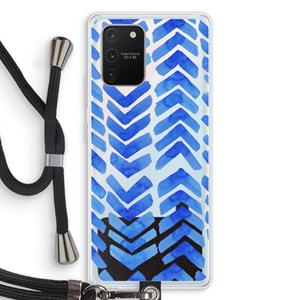 CaseCompany Blauwe pijlen: Samsung Galaxy S10 Lite Transparant Hoesje met koord