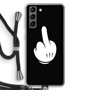 CaseCompany Middle finger black: Samsung Galaxy S21 Transparant Hoesje met koord