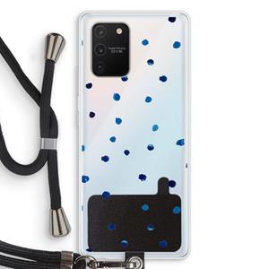 CaseCompany Blauwe stippen: Samsung Galaxy S10 Lite Transparant Hoesje met koord