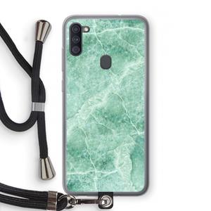 CaseCompany Groen marmer: Samsung Galaxy A11 Transparant Hoesje met koord