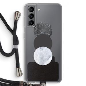 CaseCompany Marmeren cirkels: Samsung Galaxy S21 Transparant Hoesje met koord