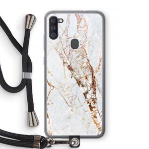 CaseCompany Goud marmer: Samsung Galaxy A11 Transparant Hoesje met koord