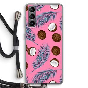 CaseCompany Kokosnoot roze: Samsung Galaxy S21 Transparant Hoesje met koord