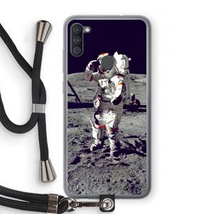 CaseCompany Spaceman: Samsung Galaxy A11 Transparant Hoesje met koord