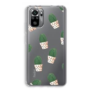 CaseCompany Cactusprint roze: Xiaomi Redmi Note 10S Transparant Hoesje