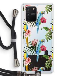 CaseCompany Kleurrijke papegaaien: Samsung Galaxy S10 Lite Transparant Hoesje met koord