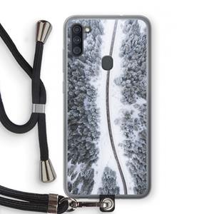 CaseCompany Snøfall: Samsung Galaxy A11 Transparant Hoesje met koord