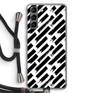 CaseCompany Zwarte vegen: Samsung Galaxy S21 Transparant Hoesje met koord