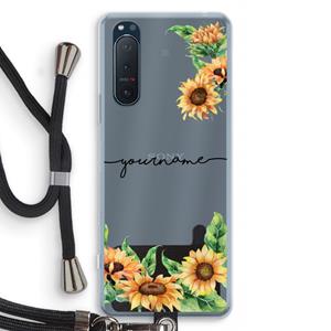 CaseCompany Zonnebloemen: Sony Xperia 5 II Transparant Hoesje met koord