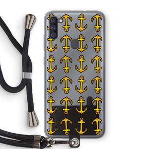 CaseCompany Musketon Anchor: Samsung Galaxy A11 Transparant Hoesje met koord