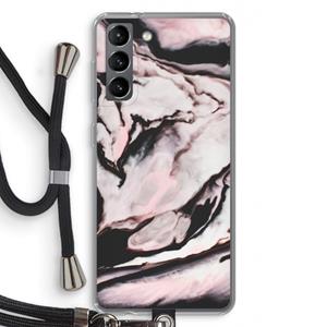 CaseCompany Roze stroom: Samsung Galaxy S21 Transparant Hoesje met koord