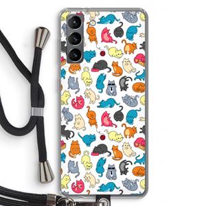 CaseCompany Kleurrijke katten: Samsung Galaxy S21 Transparant Hoesje met koord