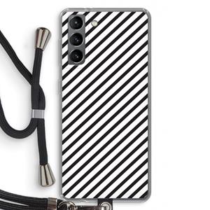 CaseCompany Strepen zwart-wit: Samsung Galaxy S21 Transparant Hoesje met koord