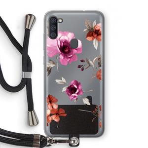 CaseCompany Geschilderde bloemen: Samsung Galaxy A11 Transparant Hoesje met koord