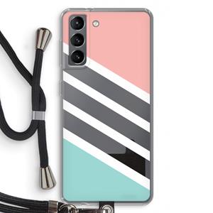 CaseCompany Strepen pastel: Samsung Galaxy S21 Transparant Hoesje met koord