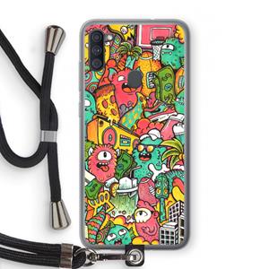 CaseCompany Vexx City: Samsung Galaxy A11 Transparant Hoesje met koord
