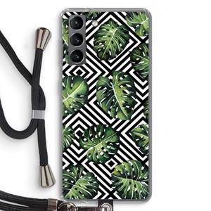 CaseCompany Geometrische jungle: Samsung Galaxy S21 Transparant Hoesje met koord