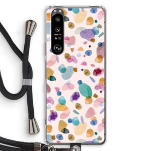 CaseCompany Terrazzo Memphis Pink: Sony Xperia 1 III Transparant Hoesje met koord